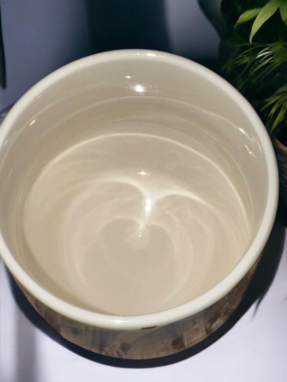 Ceramic Mug With Gold Handle Abstract Leaf Pattern - Picture 6 of 7